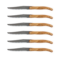 Laguiole Classic 6 Steak Knives Olive Wood in Wooden Box