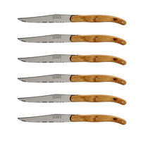 Laguiole Classic 6 Steak Knives Oak in Display