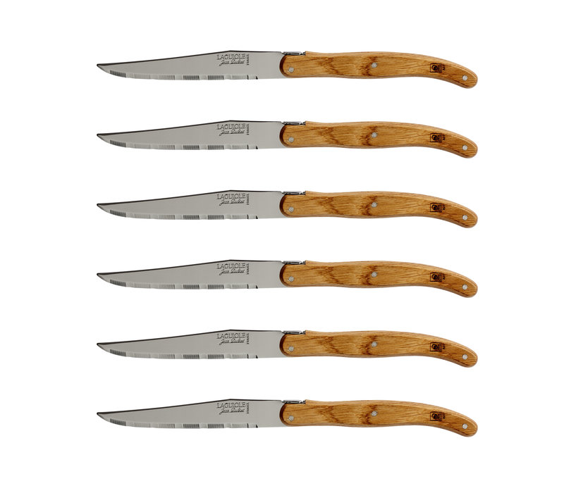 Laguiole Classic 6 Couteaux de Table Chêne en Présentoir