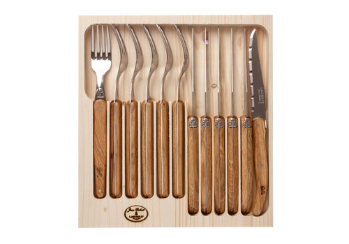 Laguiole Laguiole Classic 6 Steak Knives & 6 Forks Oak Wood