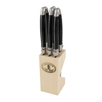 Laguiole Classic 6 Steakmesser Schwarz im Messerblock