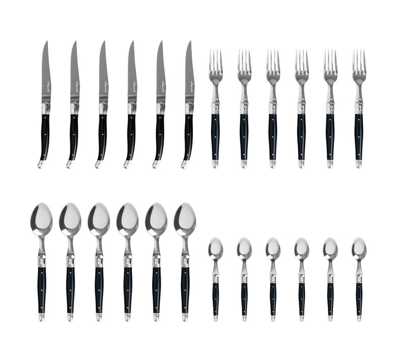 Laguiole Premium Steak Cutlery set 24-piece Black