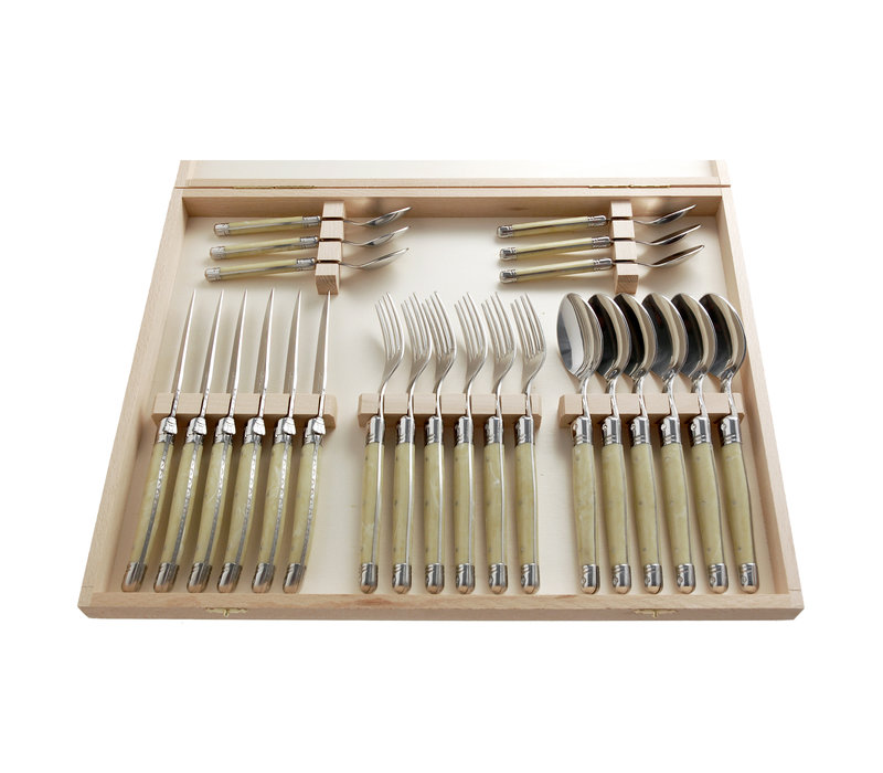 Laguiole Premium Steak Cutlery set 24-piece Light Horn Effect