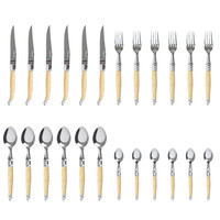 Laguiole Premium Steak Cutlery set 24-piece Light Horn Effect