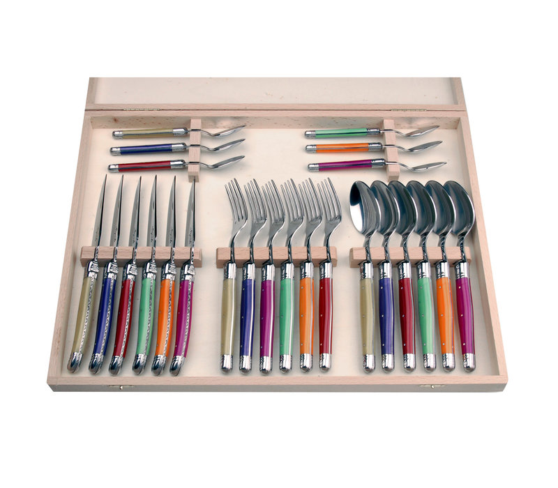 Laguiole Premium Steak Cutlery set 24-piece Rainbow