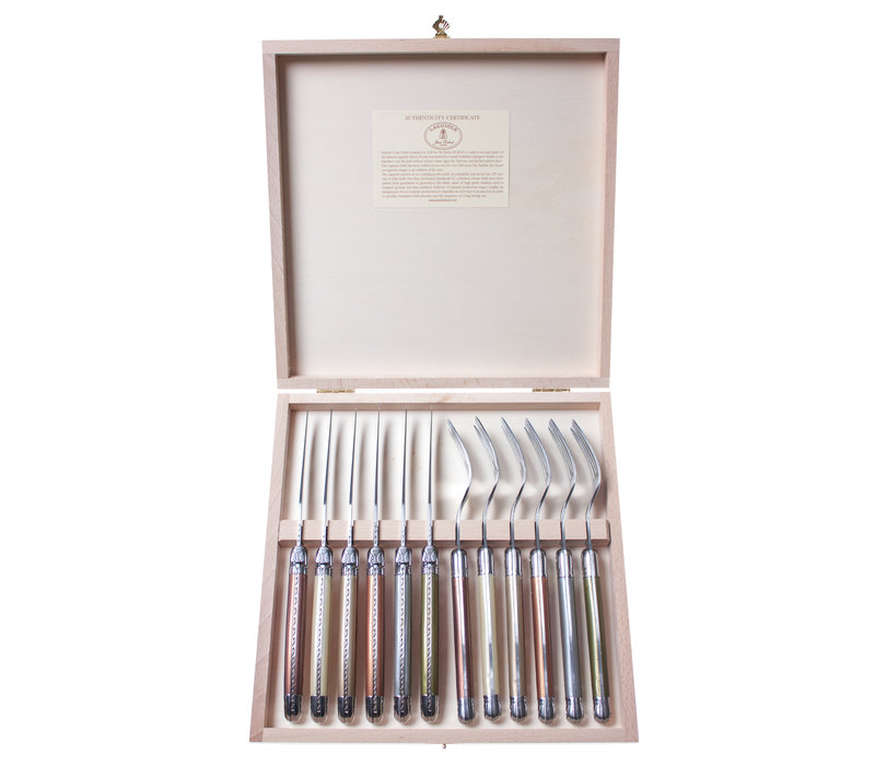 Laguiole Premium 6 Couteaux Steak & 6 Fourchettes Mineral