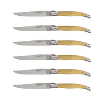 Laguiole Premium 6 Steak Knives Light Horn Effect