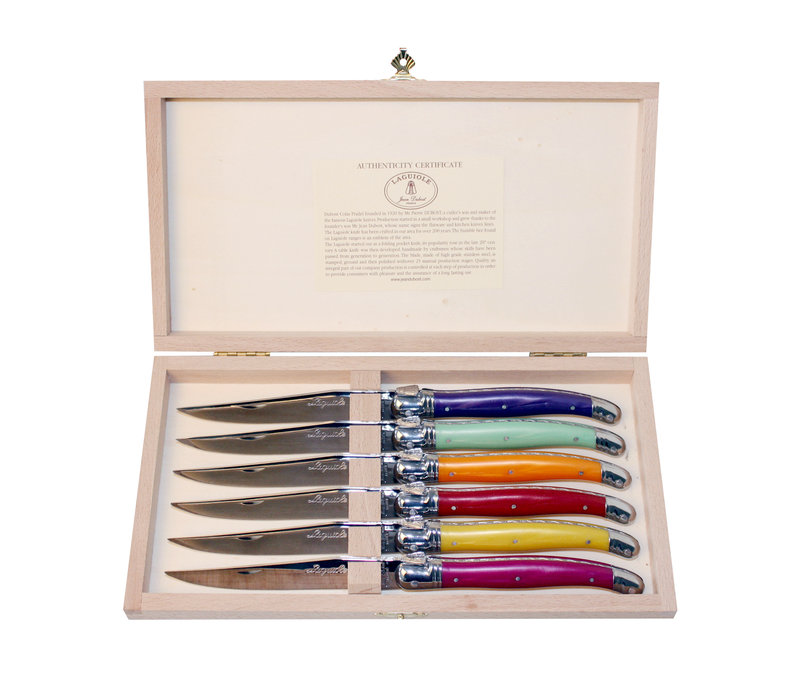 Laguiole Premium 6 Steak Knives Rainbow