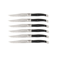 Laguiole Classic 6 Steak Knives Black in Wooden Box