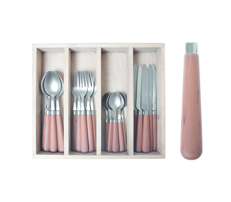 Châtaigne Couverts de Table 24 Pièces Marron en Coffret