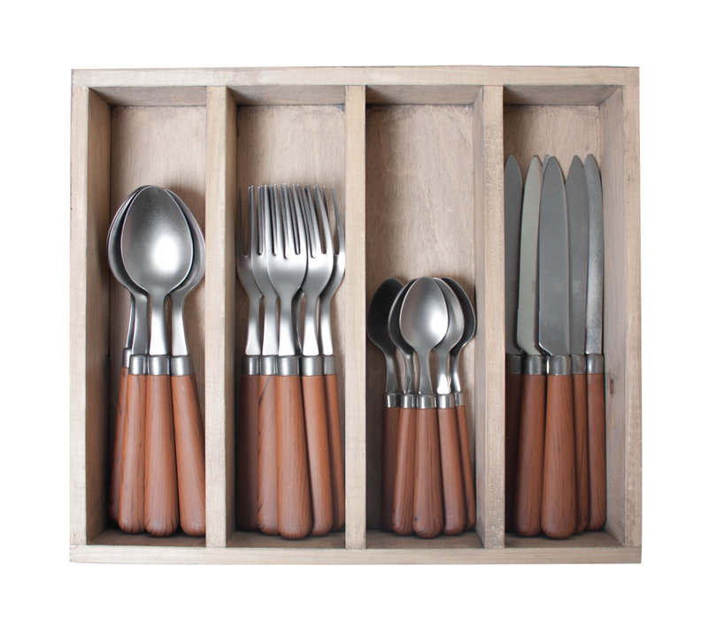 Chestnut 24-piece Dinner Cutlery Brown in Wooden Box