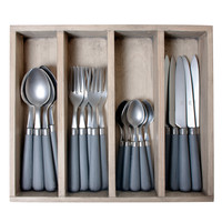 Chestnut 24-piece Dinner Cutlery Grey in Wooden Box