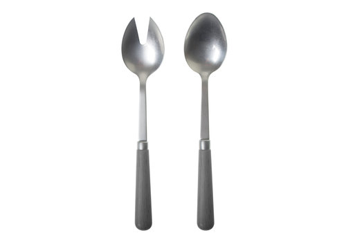 Kom Amsterdam Chestnut Salad Servers Grey