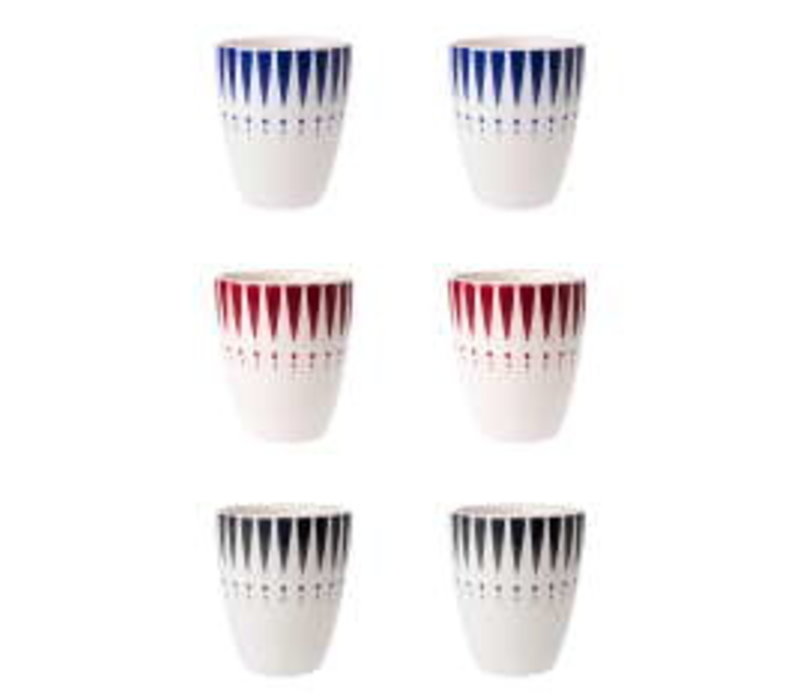Dépôt d'Argonne set of 6 Cup Arlequin, red, blue, grey