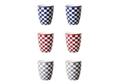 Dépôt d'Argonne Dépôt d'Argonne set van 6 Beker Damier, mix rood, blauw, grijs
