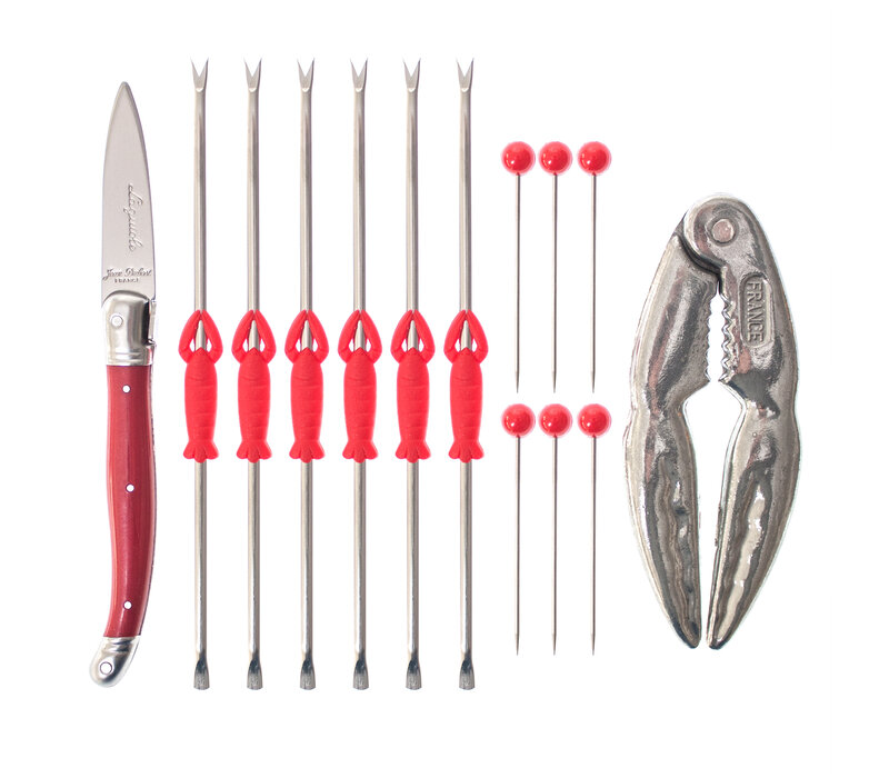 Laguiole 14-piece Seafood Set Red in Display