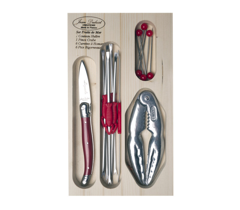 Laguiole 14-piece Seafood Set Red in Display