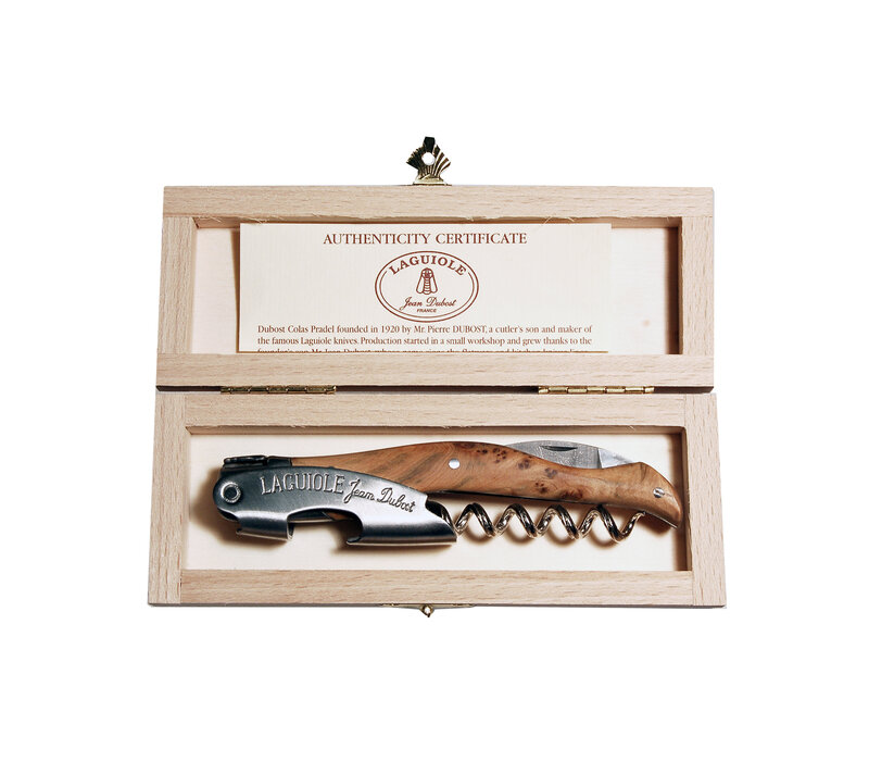 Couteau Sommelier Laguiole dans Boîte Cadeau en Bois – Fabriqué à 100% en France | Manche en Bois de Genévrier de Qualité