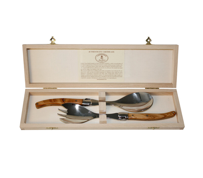 Laguiole Premium Salad Servers Olive Wood