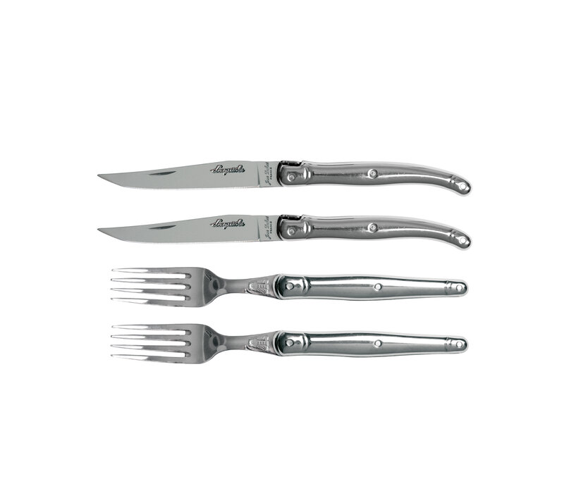 Laguiole Premium 2 Steakmesser und 2 Gabeln aus Edelstahl