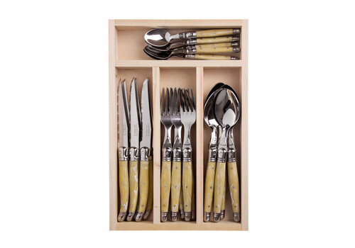 Laguiole Laguiole 'Classic' Steak Cutlery Set 24-piece Light Horn Effect