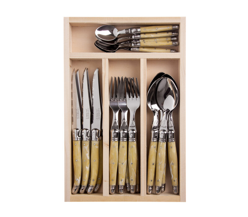 Laguiole 'Classic' Steak Cutlery Set 24-piece Light Horn Effect