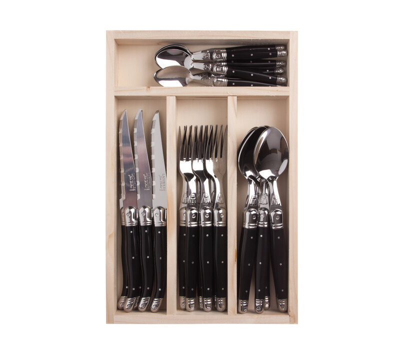 Laguiole Classic Steak Cutlery Set 24-piece Black