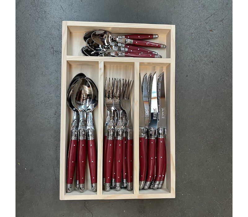 Laguiole 'Classic' Steak Cutlery Set 24-piece Red