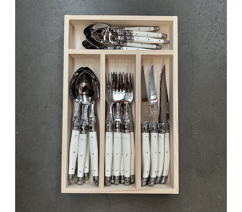 Laguiole 'Classic' Steak Cutlery Set 24-piece White