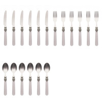 Vintage 18-piece Breakfast Cutlery Smoke Gray in Wooden Box