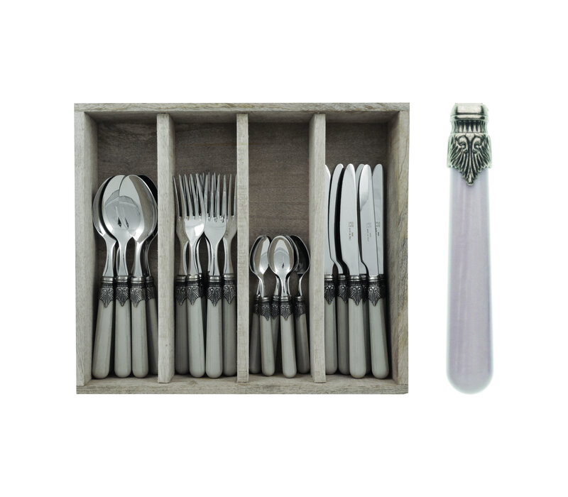 Vintage 24-piece Dinner Cutlery Smoke Gray in Box