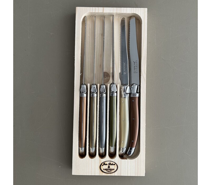 Laguiole Classic 6 Table Knives Mineral Mix