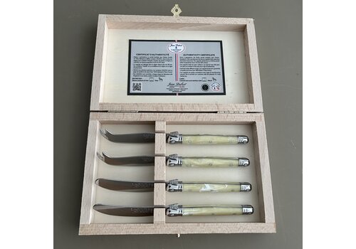 Laguiole Laguiole Premium 2 Butter Knives & 2 Cheese Knives Light Horn Effect