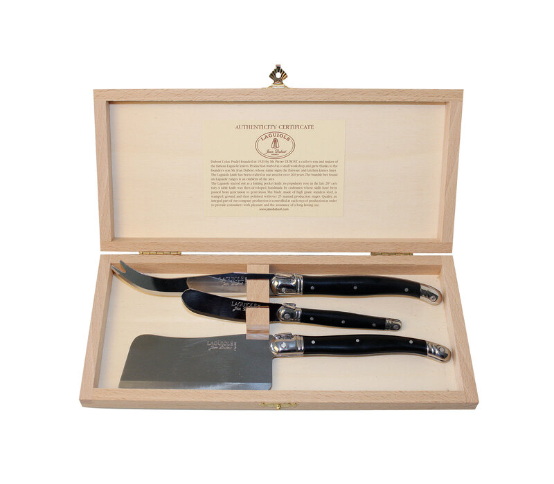 Laguiole Premium 3 Cheese Knives Black