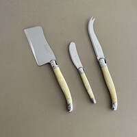 Laguiole Premium 3 Couteaux à Fromage Façon Corne Clair