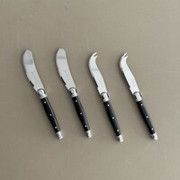 Laguiole Premium 2 Butter Knives & 2 Cheese Knives Black