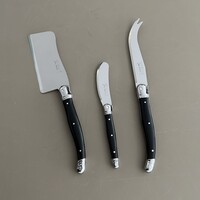Laguiole Premium 3 Couteaux à Fromage Noir
