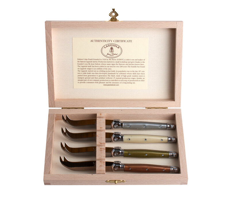 Laguiole Premium 4 Cheese Knives Mineral