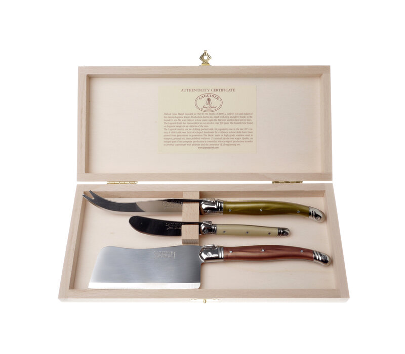 Laguiole Premium 3 Cheese Knives Mineral