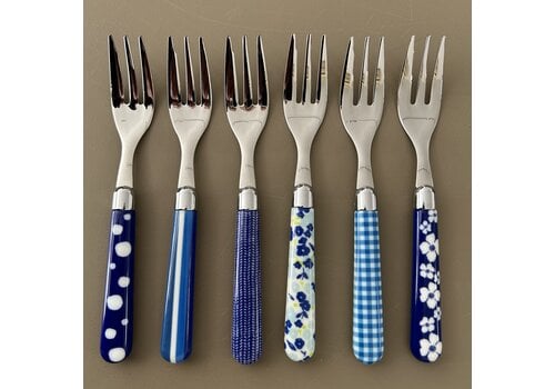 Multi Colour 6 Cake Forks Mix Blue