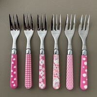 Multi Colour 6 Cake Forks Mix Pink