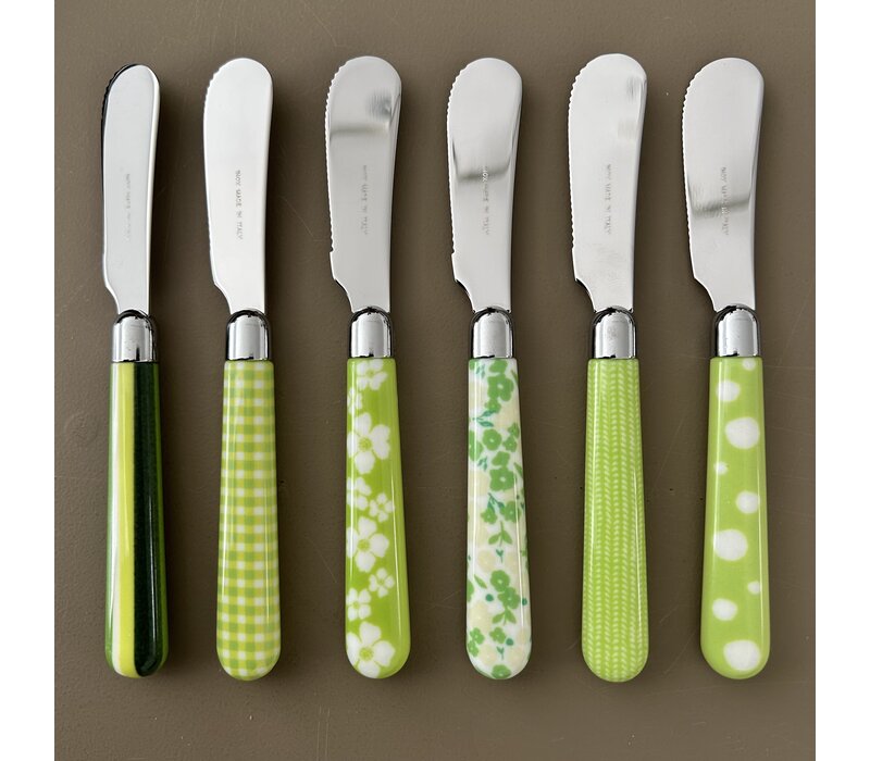 Multi Colour 6 Butter Knives Mix Green