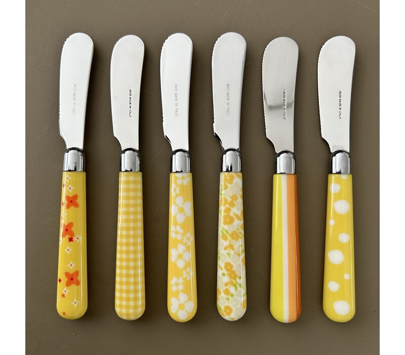 Multi Colour 6 Butter Knives Mix Yellow
