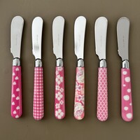 Multi Colour 6 Butter Knives Mix Pink