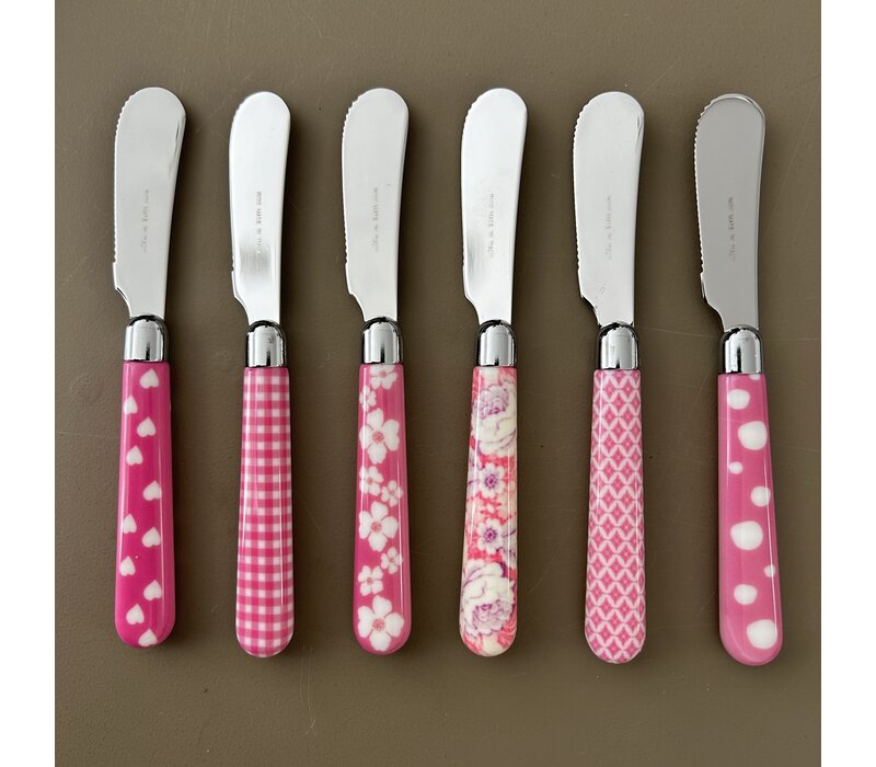 Multi Colour 6 Butter Knives Mix Pink