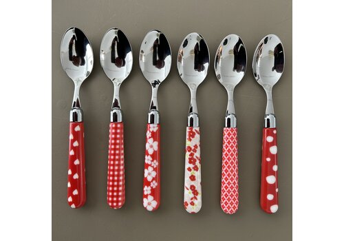 Kom Amsterdam Multi Colour 6 Small Spoons Mix Red
