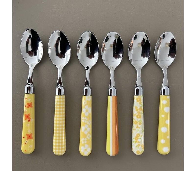 Multi Colour 6 Small Spoons Mix Yellow