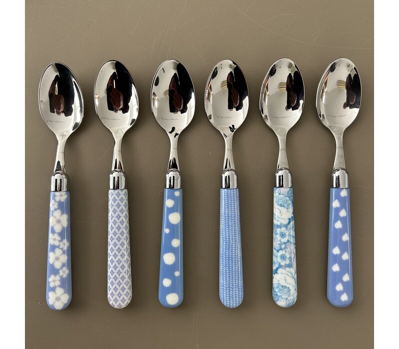 Multi Colour 6 Small Spoons Mix Sky Blue