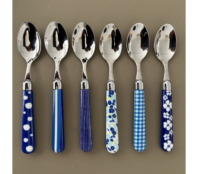 Multi Colour 6 Small Spoons Mix Blue