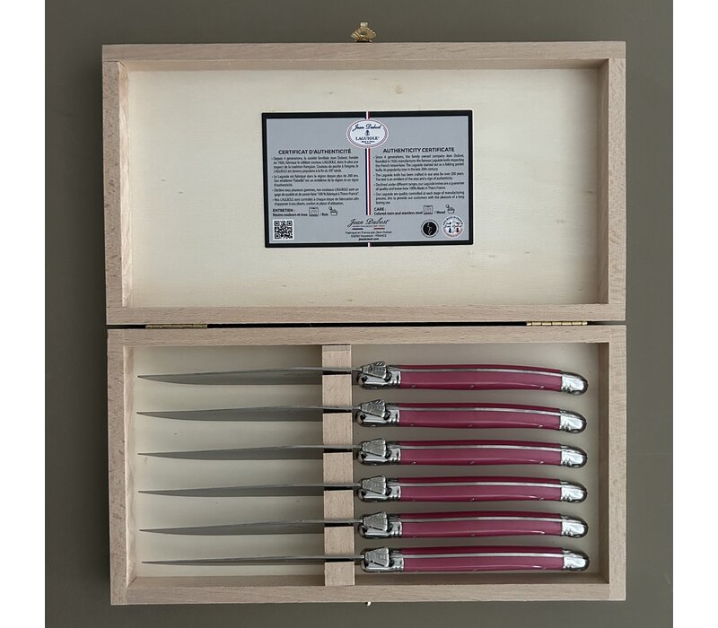 Laguiole Exclusive 6 Steakmesser Fuchsie